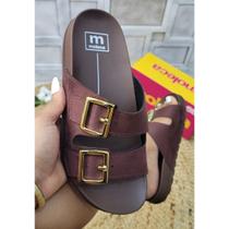 Sandália Feminina Moleca Slide Anatômica com Tiras e Fivelas