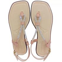 Sandália Feminina Moleca Tira Cristal Napa Sardenha Sandália Feminina Moleca Tira Cristal Napa Sardenha