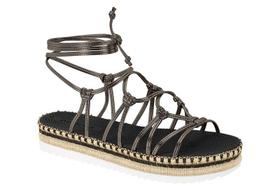 Sandália Feminina Moleca Tiras Trançadas Estilo Boho Amarração Sandália Feminina Moleca Tiras Trançadas Estilo Boho Amarração