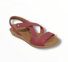 Sandália Feminina New Face Couro Salto Anabela Elástico Sandália Feminina New Face Couro Salto Anabela Elástico