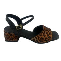 Sandália Feminina Onça Salto Quadrado Verão Confortável Sandália Feminina Onça Salto Quadrado Verão Confortável