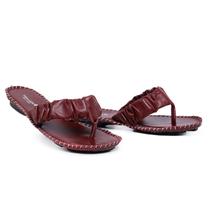 Sandalia Feminina Ortopedica Couro Chinelo Rasteirinha Artesanal Confortável Cor Vermelho