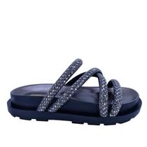 Sandália Feminina Papete Casual Com Strass Scapetti 452 Preto