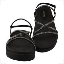 Sandália Feminina Papete Chinelo Macio Strass
