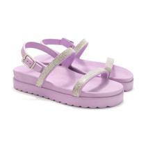 Sandália Feminina Papete Confortável Fivela Strass Tira