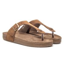 Sandália Feminina Papete Couro Burly Heads Leve Taupe 1 Tira