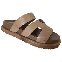 Sandália Feminina Papete Couro Legítimo Conforto Caramelo Sandália Feminina Papete Couro Legítimo Conforto Caramelo
