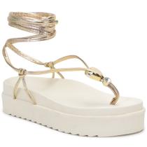 Sandália Feminina Papete De Amarrar Sola Alta Off White