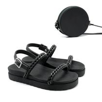 Sandália Feminina Papete Fivela Corrente + Bolsa Mini Bag Sandália Feminina Papete Fivela Corrente + Bolsa Mini Bag