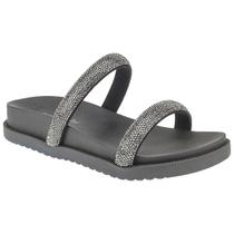 Sandália Feminina Papete Flat Brilho Com Strass