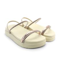 Sandália Feminina Papete Flat Brilho Strass Anatomic