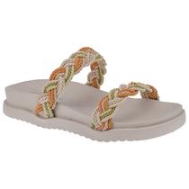 Sandalia Feminina Papete Flat Com Trança Rose