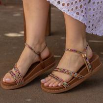 Sandália Feminina Papete Flat Strass Luxo Com Ajuste Estilosa Confortável Solado Antiderrapante