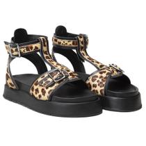 Sandália Feminina Papete Flatform Animal Print Confortável