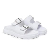 Sandália Feminina Papete Flatform Confortável Fivela Dupla