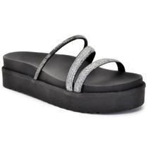 Sandália Feminina Papete Luxo Strass Sola Alta Preto Sandália Feminina Papete Luxo Strass Sola Alta Preto