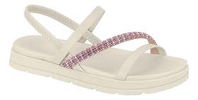 Sandália Feminina Papete Moleca Tratorada Strass Macia Leve