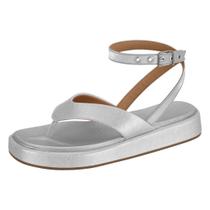 Sandalia Feminina Papete Plataforma Flat Dedo Metalizada 6506.203 - Vizzano