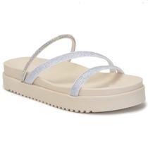 Sandália Feminina Papete Strass-Branca