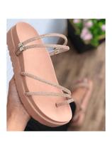 Sandália Feminina Papete Strass Plataforma Pedraria Dedinho 2 em 1 Flatform Anabela tratorada
