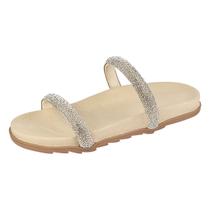 Sandália Feminina Papete Strass Rasteirinha Brilho