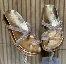 Sandália Feminina Papete Strass Rasteirinha Flatform De Luxo 025