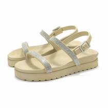 Sandália Feminina Papete Tiras Strass Brilho Várias Cores VK