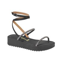 Sandália Feminina Papete Vizzano De Strass Flatform Brilho