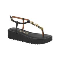 Sandália Feminina Papete Vizzano Flatform Pedraria Preto