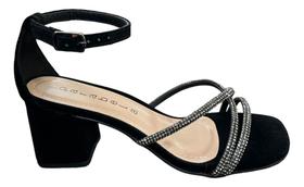 Sandalia Feminina Parabela Salto Bloco Nobuck Strass 5881188