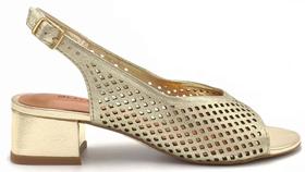 Sandália Feminina Peeptoe Couro Salto Bloco Bottero 373003