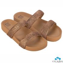 Sandália Feminina Pepete Zaxy Bestie Duas Tiras Glitter Conforto Sandália Feminina Pepete Zaxy Bestie Duas Tiras Glitter Conforto