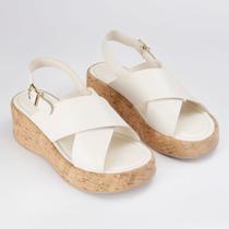 Sandália Feminina Plataforma Anabela Comfort Off White Sandália Feminina Plataforma Anabela Comfort Off White
