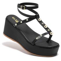 Sandália Feminina Plataforma Anabela Tiras Delicada e Detalhes Metalizado Leve Original Olzzy Sandália Feminina Plataforma Anabela Tiras Delicada e Detalhes Metalizado Leve Original Olzzy