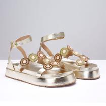 Sandália Feminina Plataforma Casual Elegante Conforto Dourada
