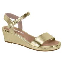 Sandalia Feminina Plataforma Media Metalizada Moleca 5512308