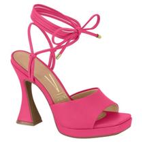 Sandália feminina plataforma meia pata salto alto carretel taça ampulheta de amarrar no tornozelo Vizzano 6481.101 Sandália feminina plataforma meia pata salto alto carretel taça ampulheta de amarrar no tornozelo Vizzano 6481.101