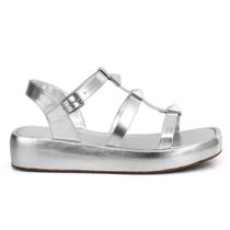 Sandália Feminina Plataforma Tiras Apliques Conforto Sandália Feminina Plataforma Tiras Apliques Conforto