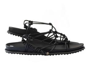 Sandália Feminina Preta Flatform Tiras Amarração Sandália Feminina Preta Flatform Tiras Amarração