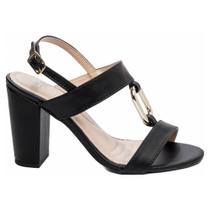 Sandália Feminina Preto Salto Grosso 8,5cm 8090A