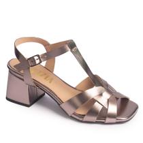 Sandália Feminina Quadrada Salto Médio Grosso Prata Velho Sandália Feminina Quadrada Salto Médio Grosso Prata Velho