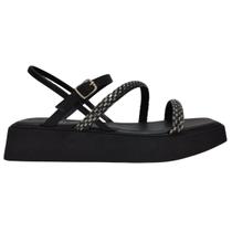 Sandália Feminina Quiz com Pedrarias e Solado Plataforma