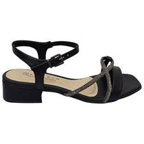 Sandália Feminina Ramarim 24-48251 Tiras com Brilhos Salto Grosso Baixo Casual