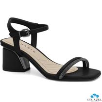 Sandália Feminina Ramarim Salto Geométrico Strass Brilho Tendência Conforto