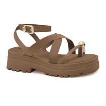 Sandália Feminina Ramarim Salto Tratorado Detalhe Dourado