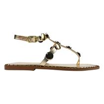 Sandalia Feminina Rasteira com Detalhes Meias Esferas Casual com Fivela Verão Moda Tendência