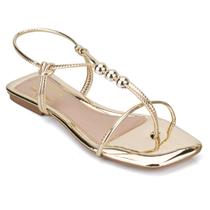 Sandália Feminina Rasteira Dourada Dedinho