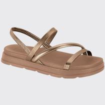 Sandália Feminina Rasteira Flat Tiras Brilhantes Moleca 5490.104.26998 Sandália Feminina Rasteira Flat Tiras Brilhantes Moleca 5490.104.26998