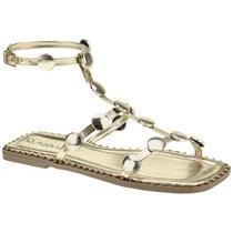 Sandália Feminina Rasteira Moeda Metalizada Rasteirinha