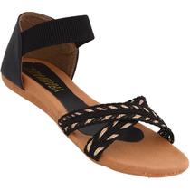 Sandália Feminina Rasteira Ortopédica Anatômica Com Elástico